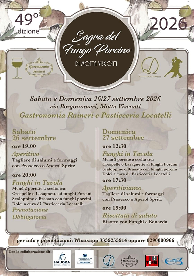 Motta Visconti Sagra fungo porcino 2026 menu a tema_SITO Motta Visconti Sagra fungo porcino 2026 menu a tema_SITO
